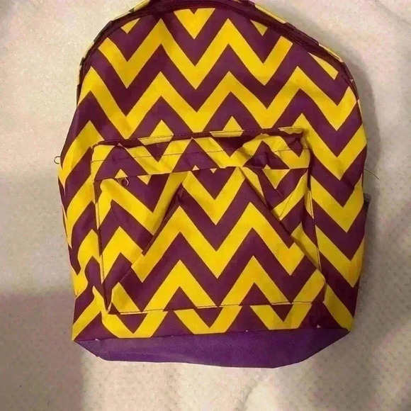 Purple & Gold/yellow booksack in chevron pattern. NWOT SFPF home. - Picture 1 of 5